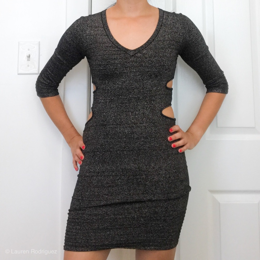 Black cut out shimmer dress S